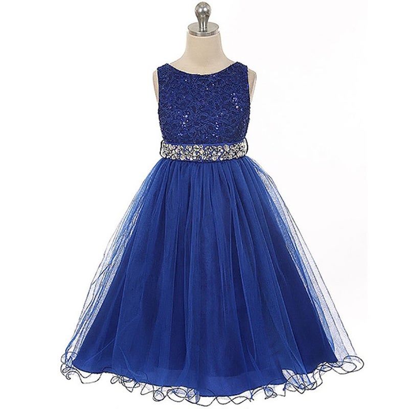 DreamHigh Sequined Flower Girls Party Pegant Dress (10, Royal Blue) - Image 3